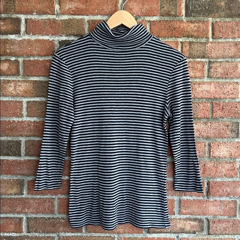 GAP Black and Gray Striped Turtleneck Top, size M